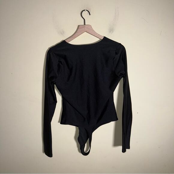 GOOD AMERICAN black shimmer whimsigoth stretchy body suit 3 - Picture 4 of 5